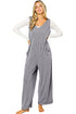 Corded Tie Straps V Neck Wide Leg Jumpsuit